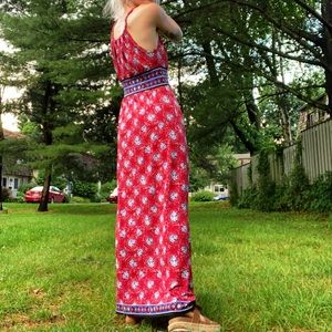 Max Studio Lotus Flower Mandala Boho Floral Maxi Dress XS